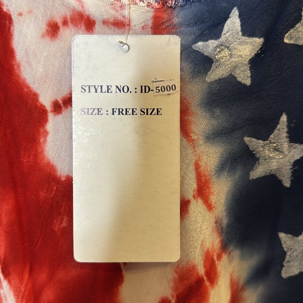 NWT True Rock OS Red White Blue Stars Stripes Tie Dye Swim Cover Up Flowy Dress - Picture 10 of 12